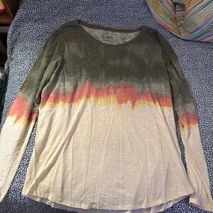 Sonoma Women's Long Sleeve Tie-Dye Top - Gray, Pink, Yellow